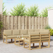 Set di divani da esterno 9 pcs Bianco e Beige Poliestere