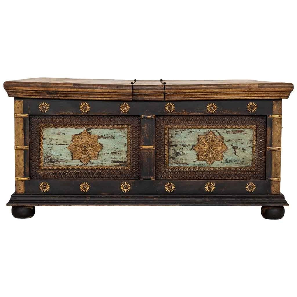 Tavolino artigianale in legno nero 100x100x47h cm