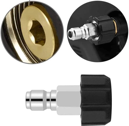 Adattatore per pompa ad alta pressione - Rapido da smontare - Duraturo e resistente - Nero - Adattatore M22 - Utile per uso domestico - 2 Ongeri -