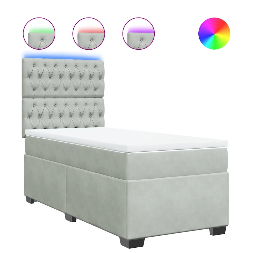 vidaXL Giroletto a Molle con Materasso Grigio Chiaro 90x190 cm Velluto