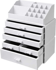 Organizzatore di Cosmetici - Organizzatore di Trucco 6 Ripiani - Scatola di Ripostiglio per Bagno Camera da Letto Pennello - Bianco