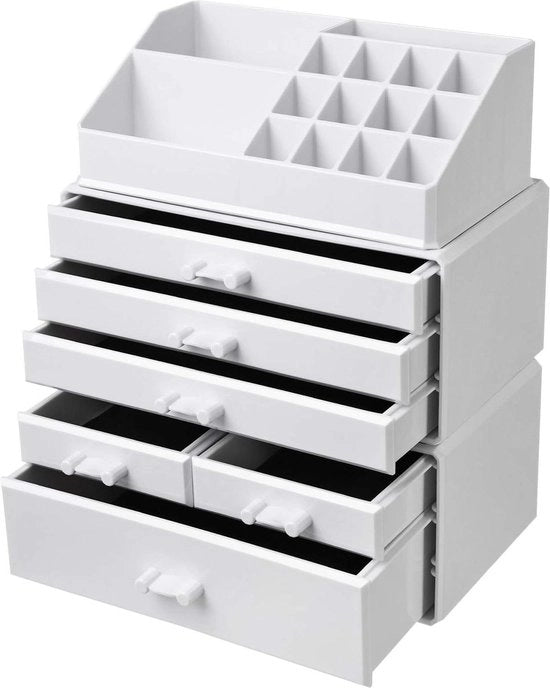 Organizzatore di Cosmetici - Organizzatore di Trucco 6 Ripiani - Scatola di Ripostiglio per Bagno Camera da Letto Pennello - Bianco