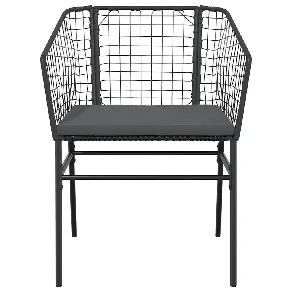 Set da Pranzo da Giardino 3 pz con Cuscini Polyrattan Vetro