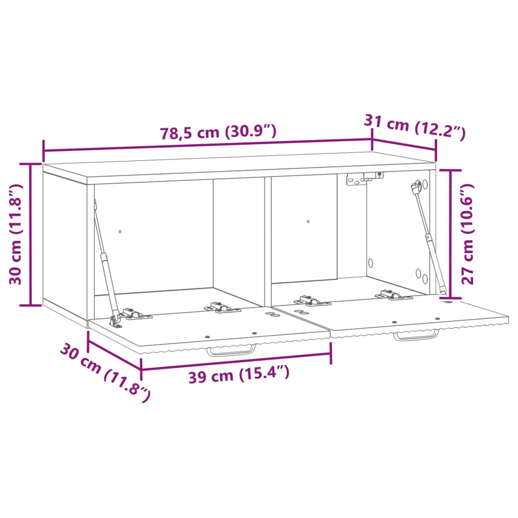 Mobile Porta TV da Muro Nero 78,5 x 31 x 30 cm 899056