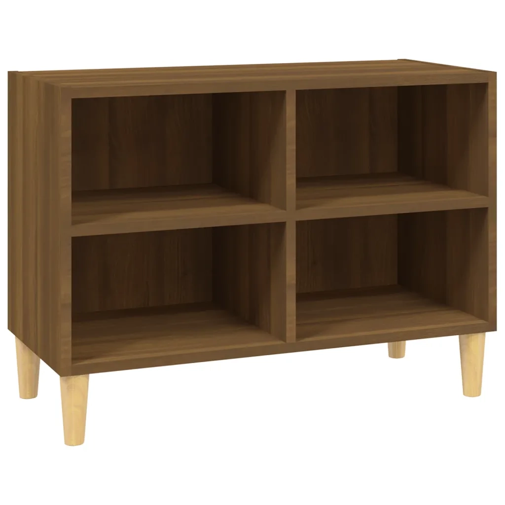 Mobile TV Gambe in Legno Massello Rovere Marrone 69,5x30x50 cm 813148