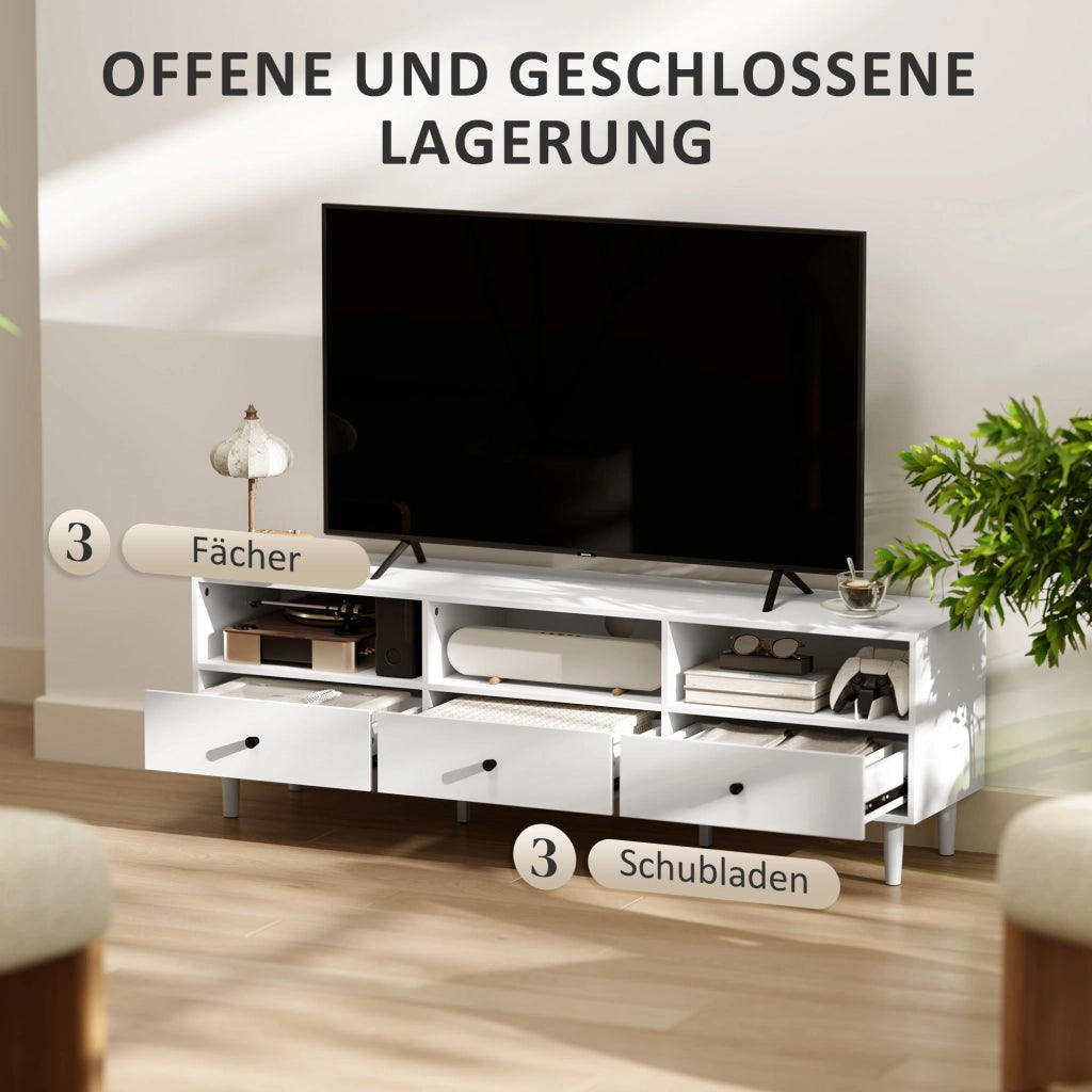 Mobile TV ¨C zephmum ¨C Bianco 3 Cassetti 3 Fianchi Aperti 120x40x40