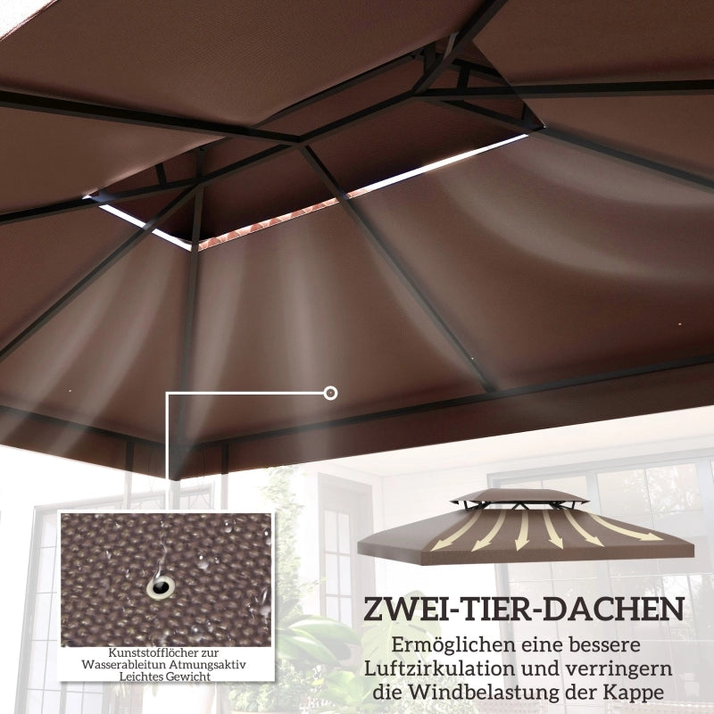 Tetto di ricambio per gazebo da giardino 3x4m in poliestere color caff¨¨