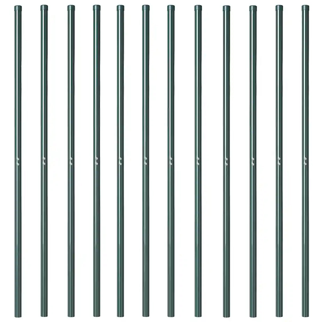 Palo della recinzione 12 pcs Verde Acciaio Verniciato a Polvere 42012744