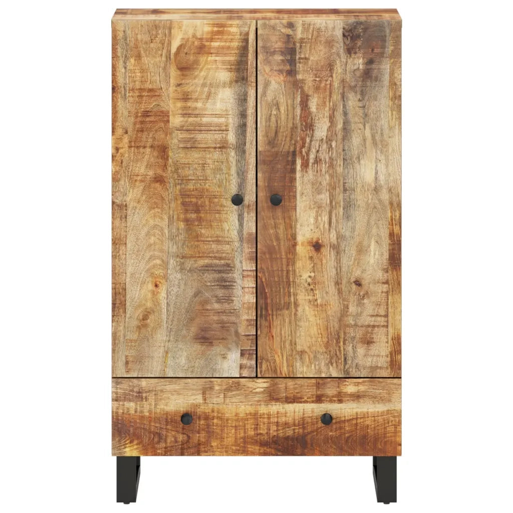 Credenza con Cassetto-Buffet-Armadio da cucina 60x33x100 cm Legno Massello Mango e Ferro 988574