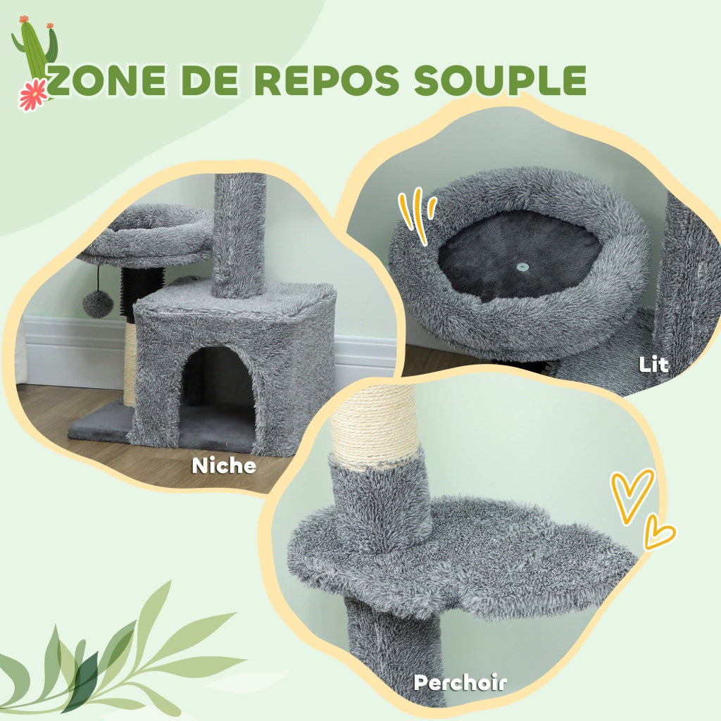 Albero tiragraffi per gatti a piattaforme ¨C zephmum ¨C grigio 225-255 cm
