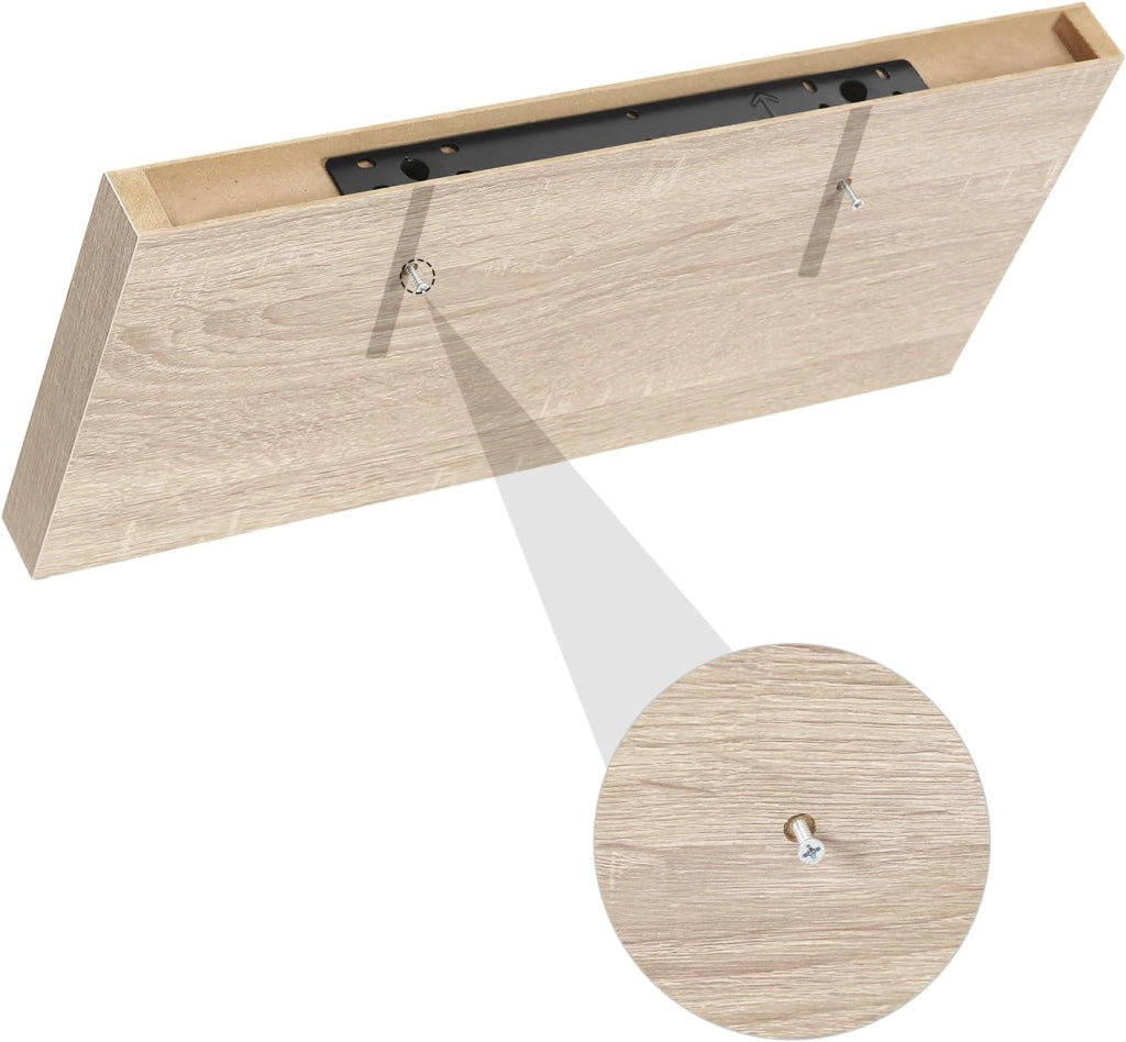 Set di 4 Mensole da Muro, Noce Chiaro, 60cm, in Legno MDF, Librerie Scaffale da Parete Portaoggetti, Stile rétro, Mensole Sospese Decorative per Salotto Cucina Corridoio