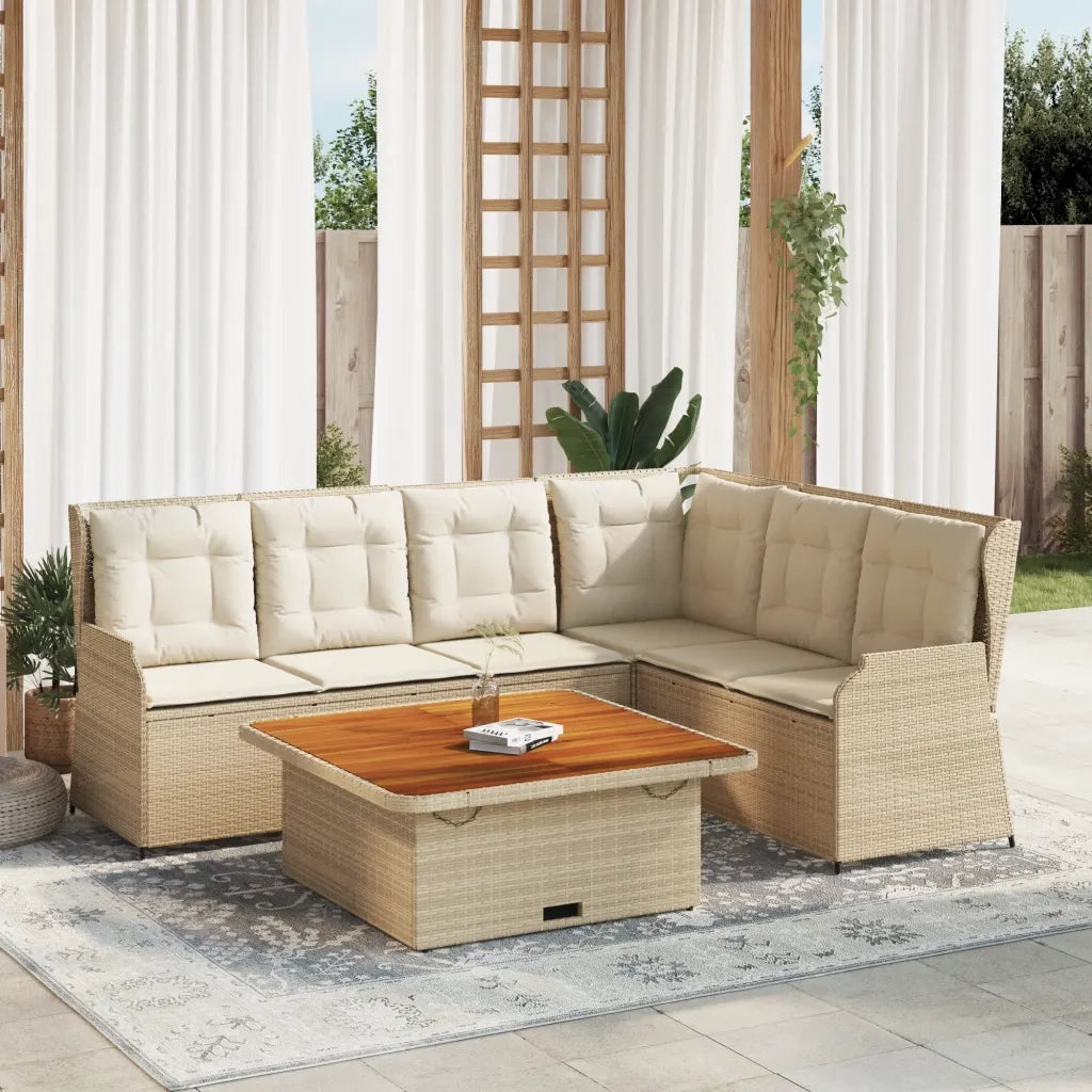 vidaXL Set Divani da Giardino 5 pz con Cuscini in Polyrattan Beige