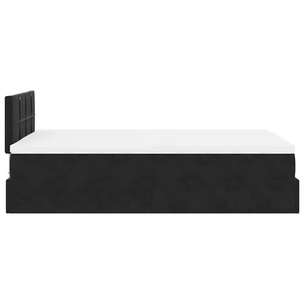 Struttura Letto Pouf con Materasso Nero 120x200 cm Velluto 3312616