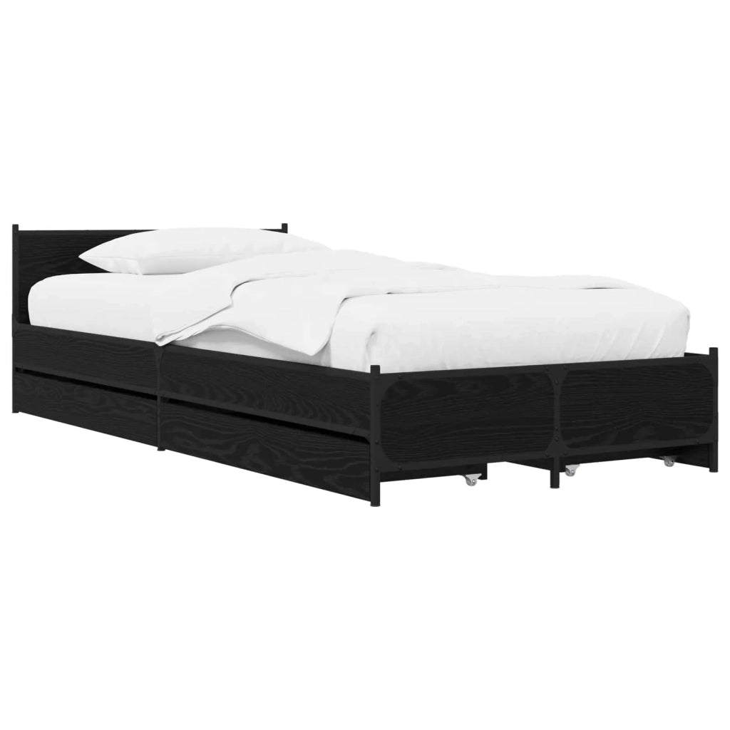 Struttura letto con testata con ruota Rovere Nero 80 x 200 cm 3429697