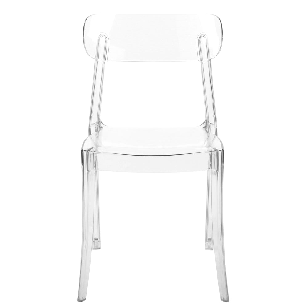 Set di 2 sedie trasparenti schienale in materiale sintetico senza braccioli impilabili sala da pranzo moderna