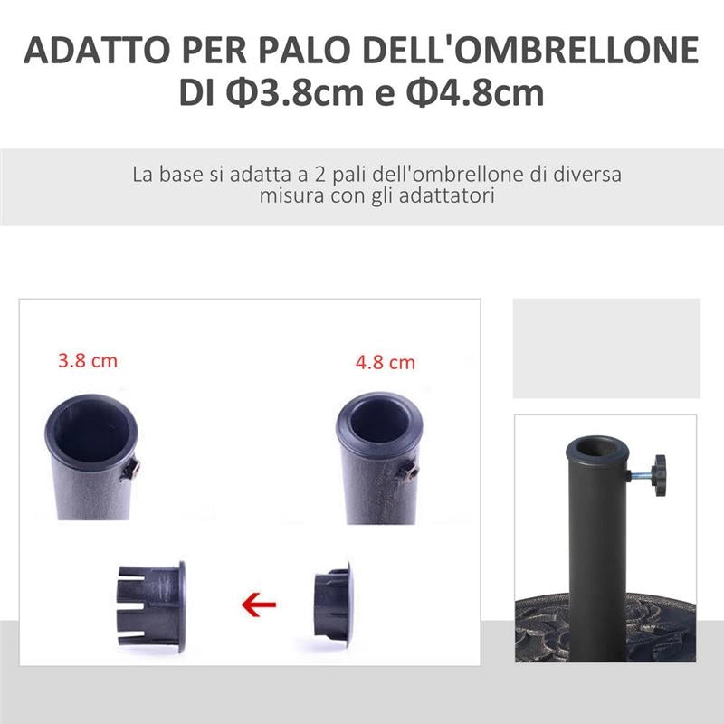 BASE PER OMBRELLONE DA 9 KG IN RESINA PER PALI 38-48MM COLORE BRONZO