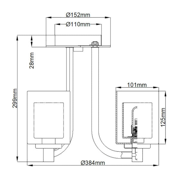Plafoniera Quoizel Kolt cromata 3xG9 vetro opale IP44