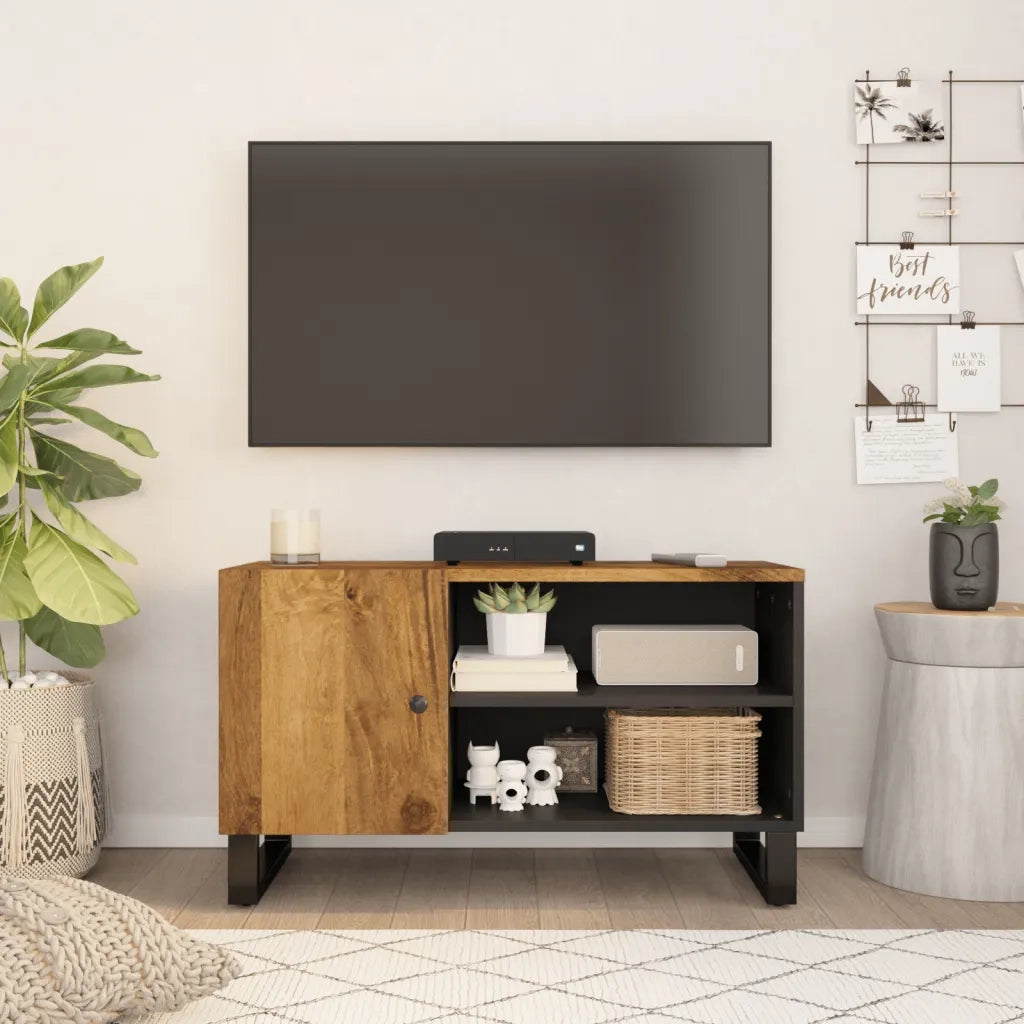 Mobile TV | Armadietto TV | Mobile Porta TV 80x33x46cm Legno Massello Mango e Legno Multistrato