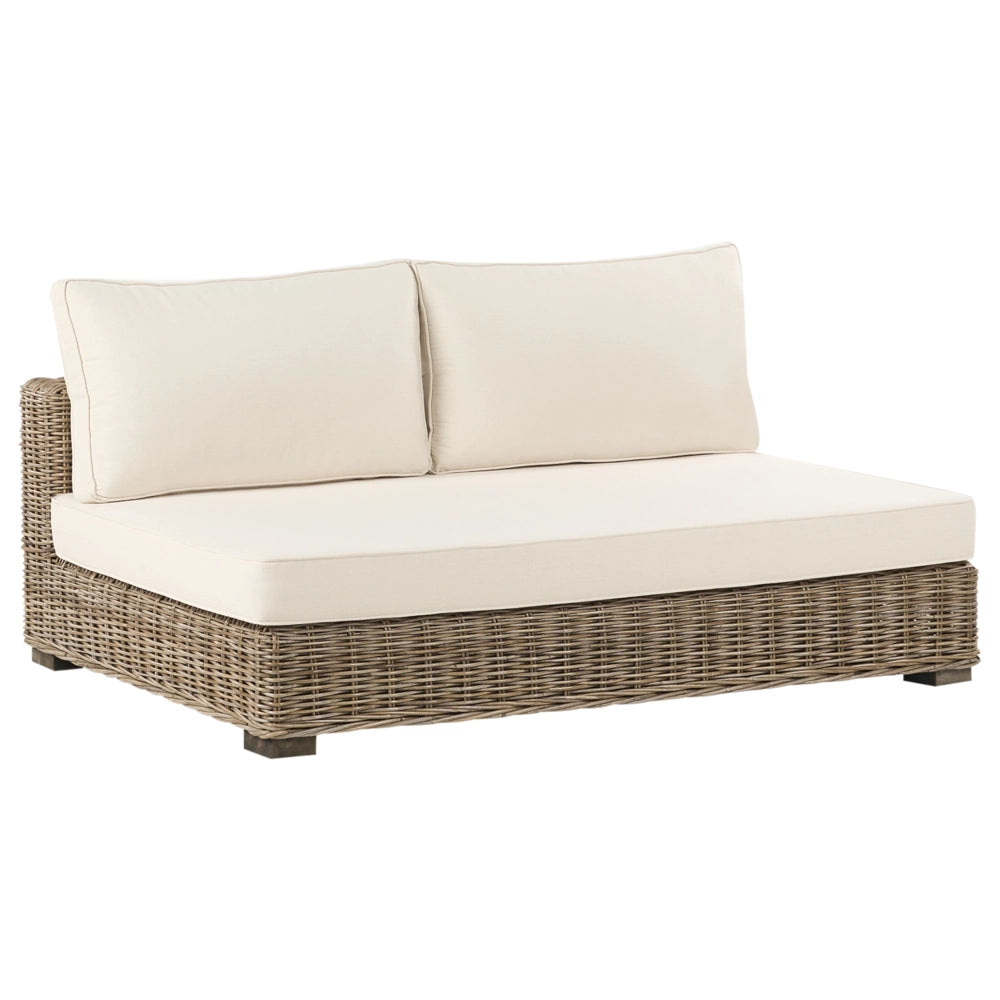 Set di conversazione da giardino grigio in rattan naturale divano da esterno con tavolino sinistro