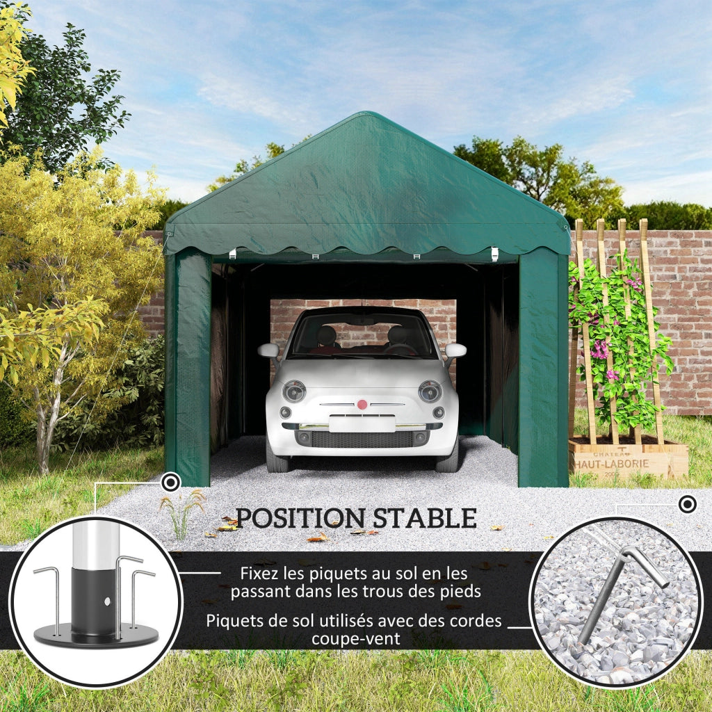 Carport Tende Garage 3x6m con 2 Porte a Rullo ¨C Zephmum ¨C Verde