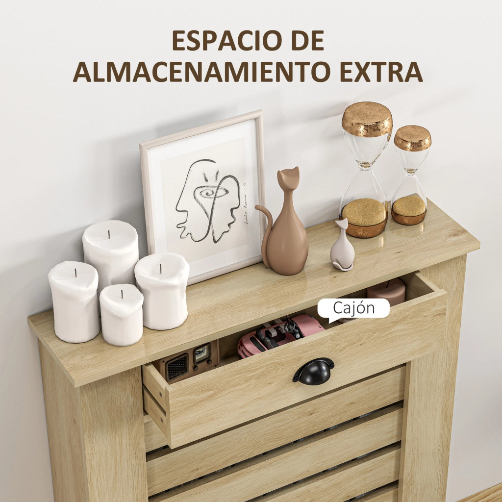 Mobiletto per termosifoni con cassetto ¨C zephmum ¨C 78x19,5x95,5 cm effetto rovere