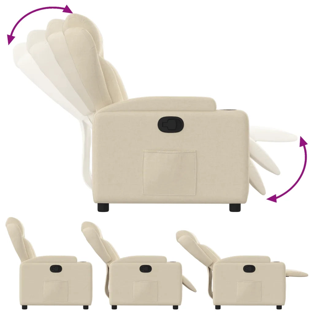 Poltrona reclinabile in tessuto color crema 372412