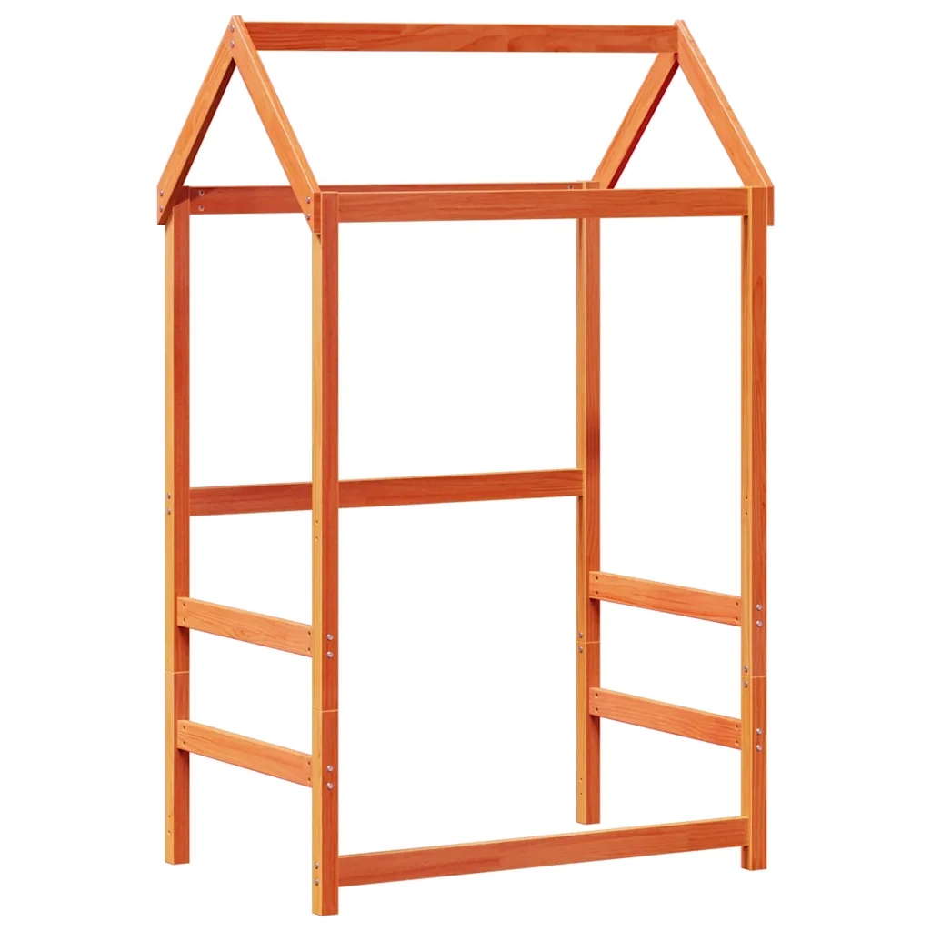 Tetto Letto Bambini Marrone Cera 98x70x176,5 cm Massello Pino