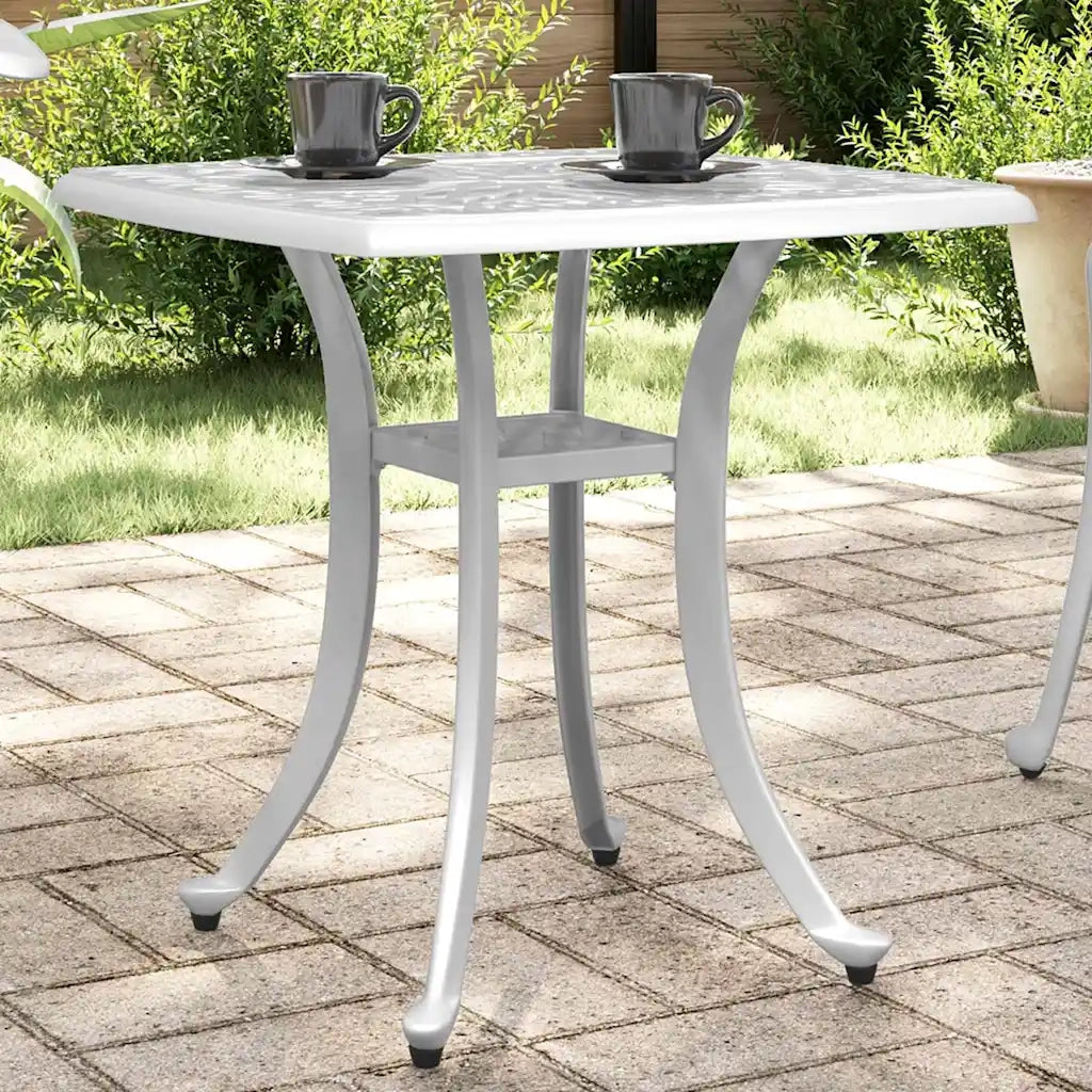 Tavolo da Giardino | Tavolino da esterno Bianco 53x53x53 cm in Alluminio Pressofuso