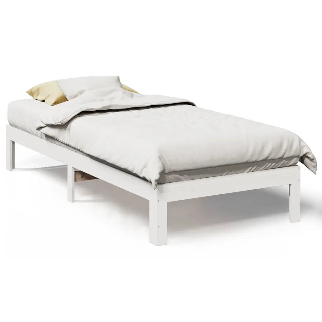 Giroletto senza Materasso Bianco 90x200 cm Legno Massello Pino 859221