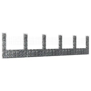 Cesto Gabbione a U con 6 Pali in Ferro 620x20x150 cm 151286