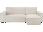Divano angolare in velluto a coste "Opera" - 3 posti - Beige