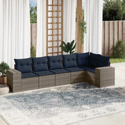 Set Divani da Giardino 6 pz con Cuscini Grigio in Polyrattan 3222590