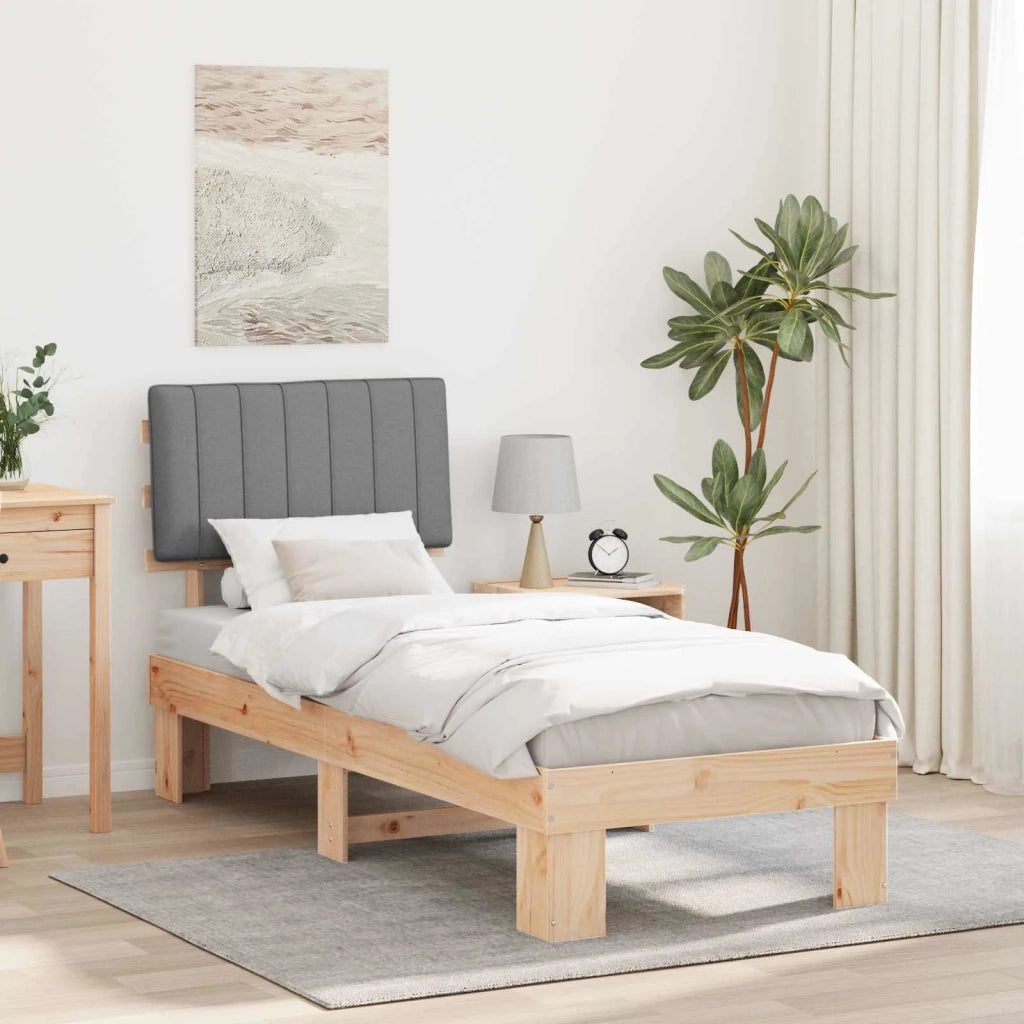 Letto con Testiera Rivestita Grigio chiaro 80 x 200 cm