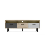 Base Porta TV con 3 ante a ribalta colore rovere e grigio 160x35xh.53 cm EFFEZ