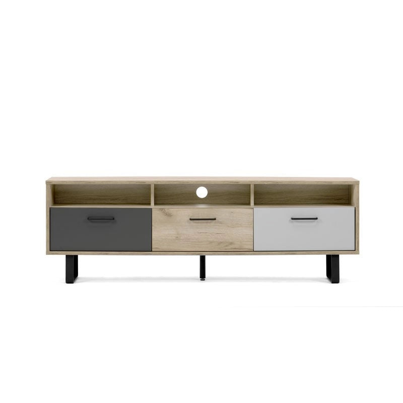 Base Porta TV con 3 ante a ribalta colore rovere e grigio 160x35xh.53 cm EFFEZ