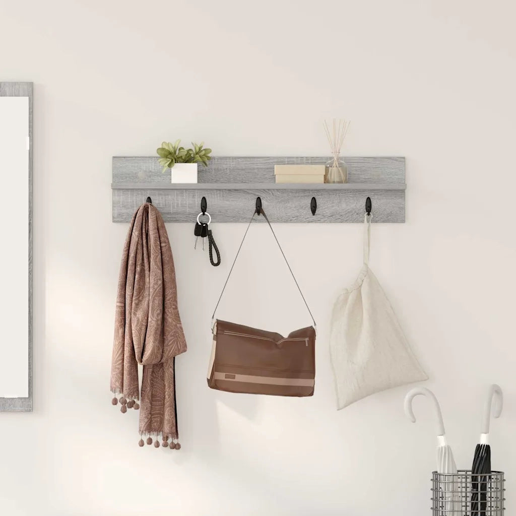 Appendiabiti a muro Grigio Sonoma 80 x 10,5 x 18 cm 874400