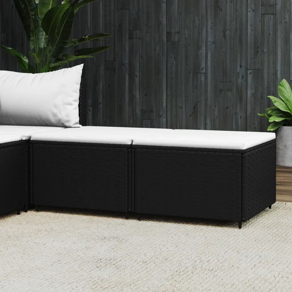 Poggiapiedi da Giardino con Cuscini in Polyrattan Nero CFW7021676