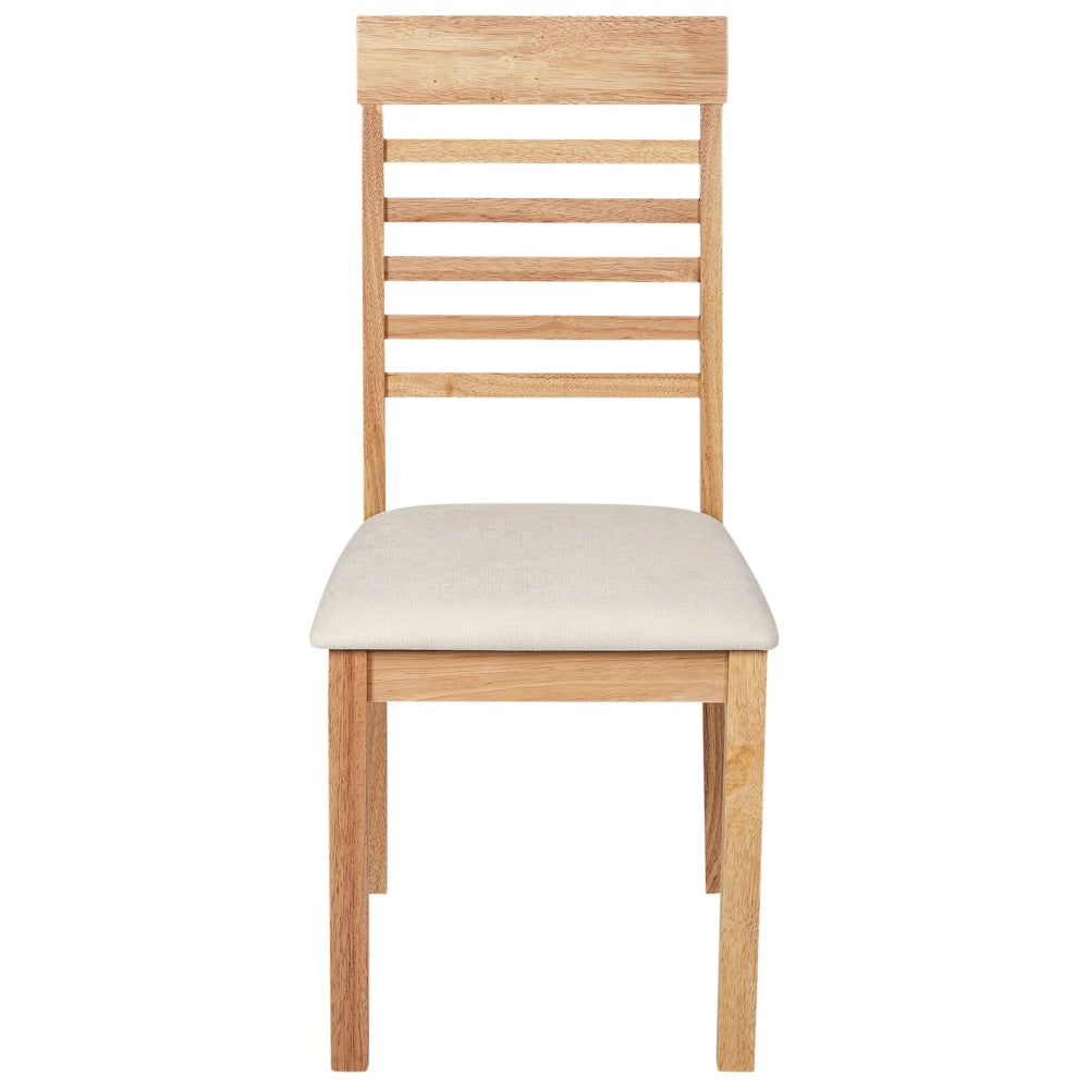 Set di 2 sedie da pranzo imbottite in legno chiaro e beige chiaro stile tradizionale