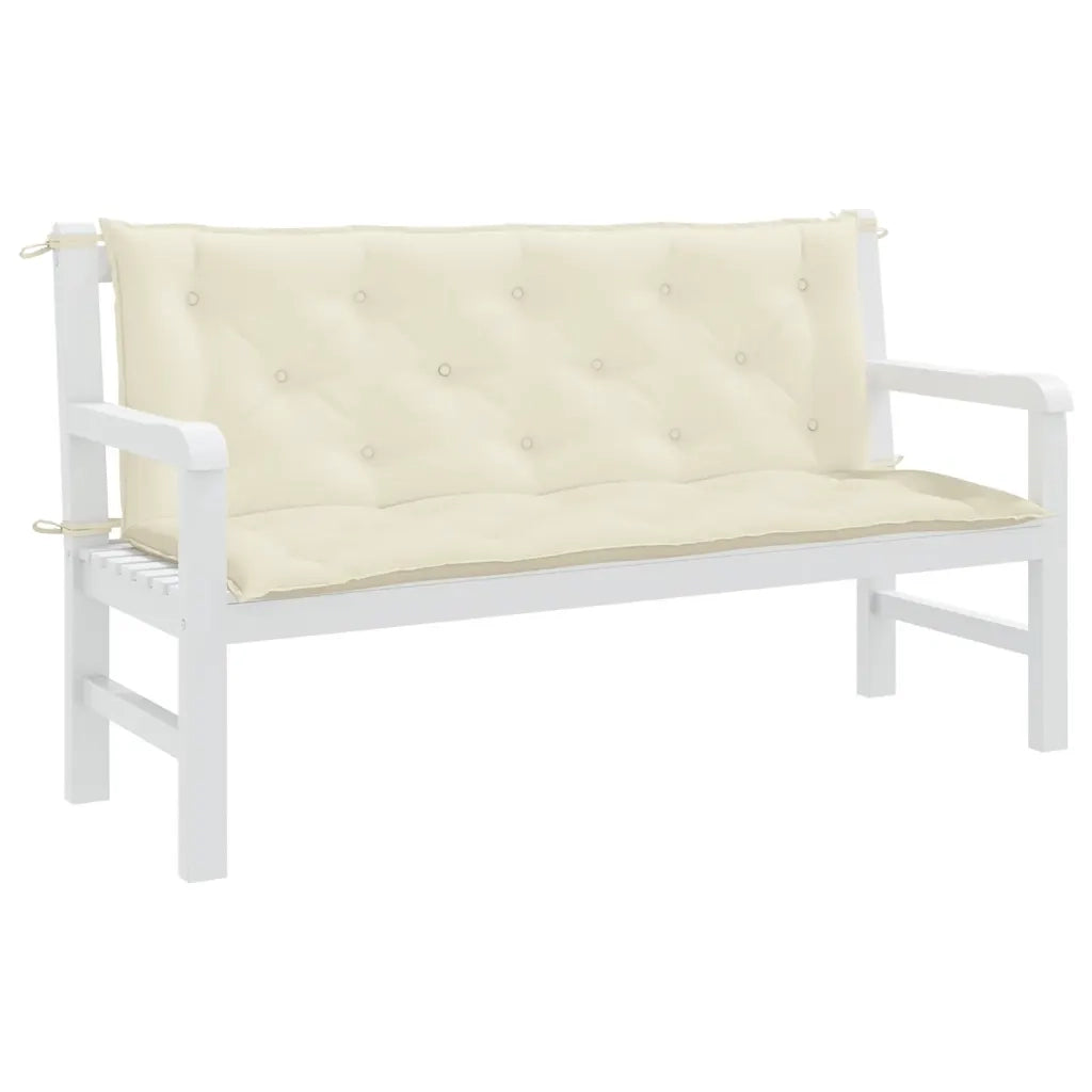 Cuscini Panca Giardino 2pz Bianco Crema 150x50x7 Tessuto Oxford 315018