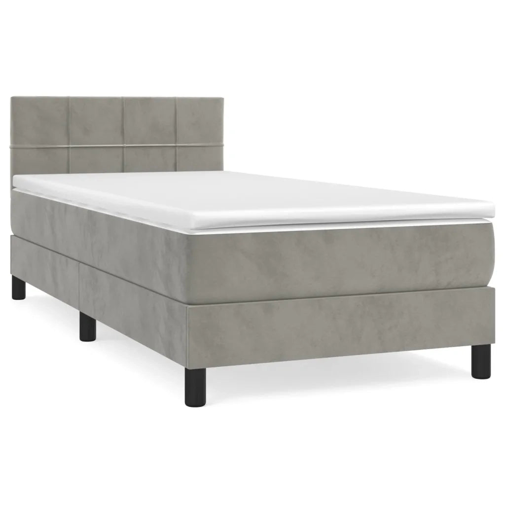 Giroletto a Molle con Materasso Grigio Chiaro 80x200 cm Velluto cod mxl 62806