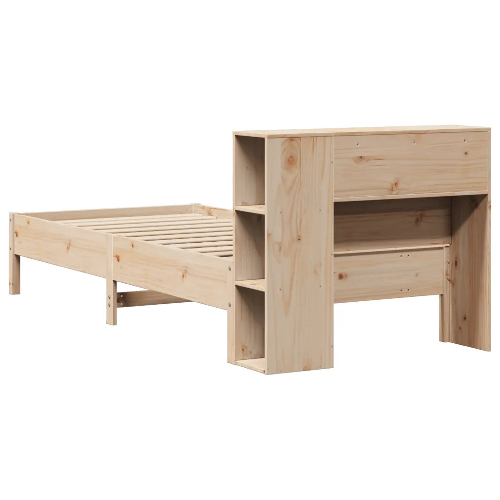 vidaXL Giroletto con Libreria senza Materasso 75x190 cm in Legno Pino