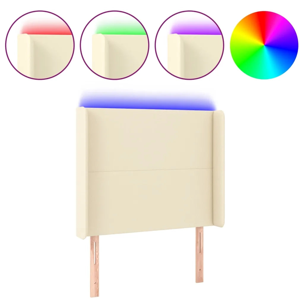 Testiera a LED Crema 103x16x118/128 cm in Similpelle 3123854
