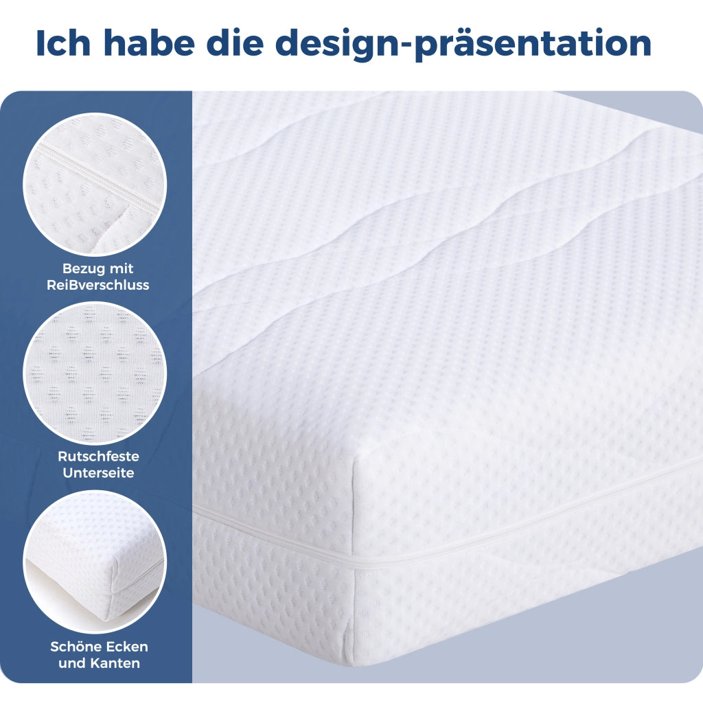 Materasso ibrido matrimoniale 140 × 200 cm in schiuma e molle 7 zone altezza 20 cm sfoderabile H3/H4