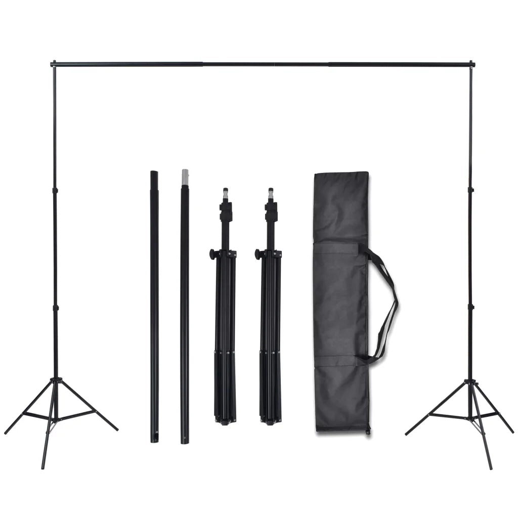 Kit Studio Foto con 3 Fondali in Cotone Telaio Regolabile 3x5 m 275419