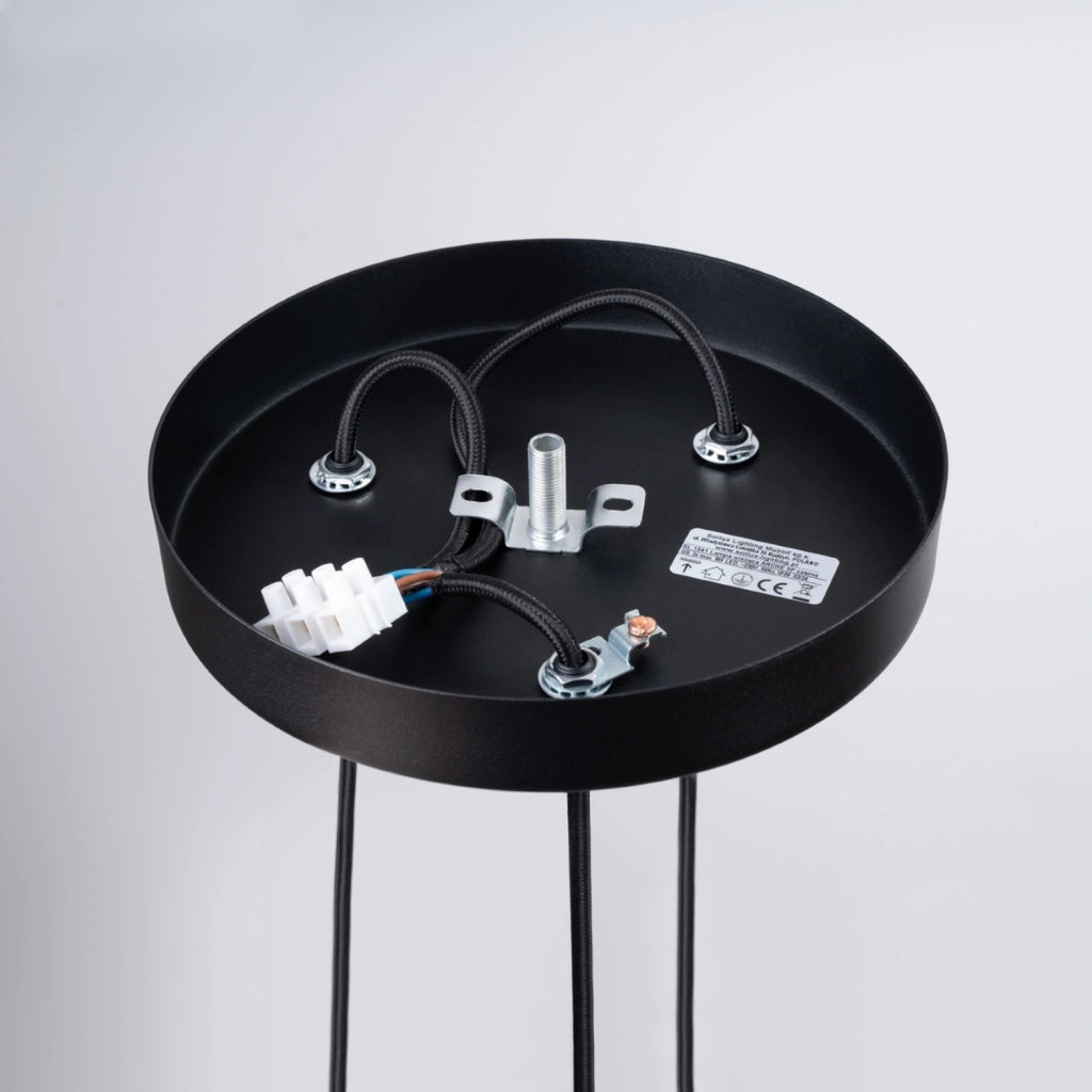 Lampada a sospensione tubi rigati nera ZENTRA 3xG9