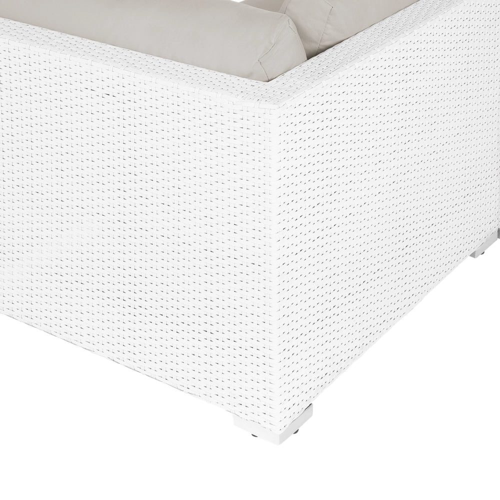 Set da giardino modulare in rattan bianco lato destro modulare a 4 posti