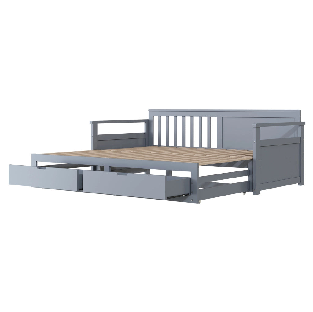 Divano letto multifunzione 90/180x190 cm con cassetti e letto estraibile; grigio
