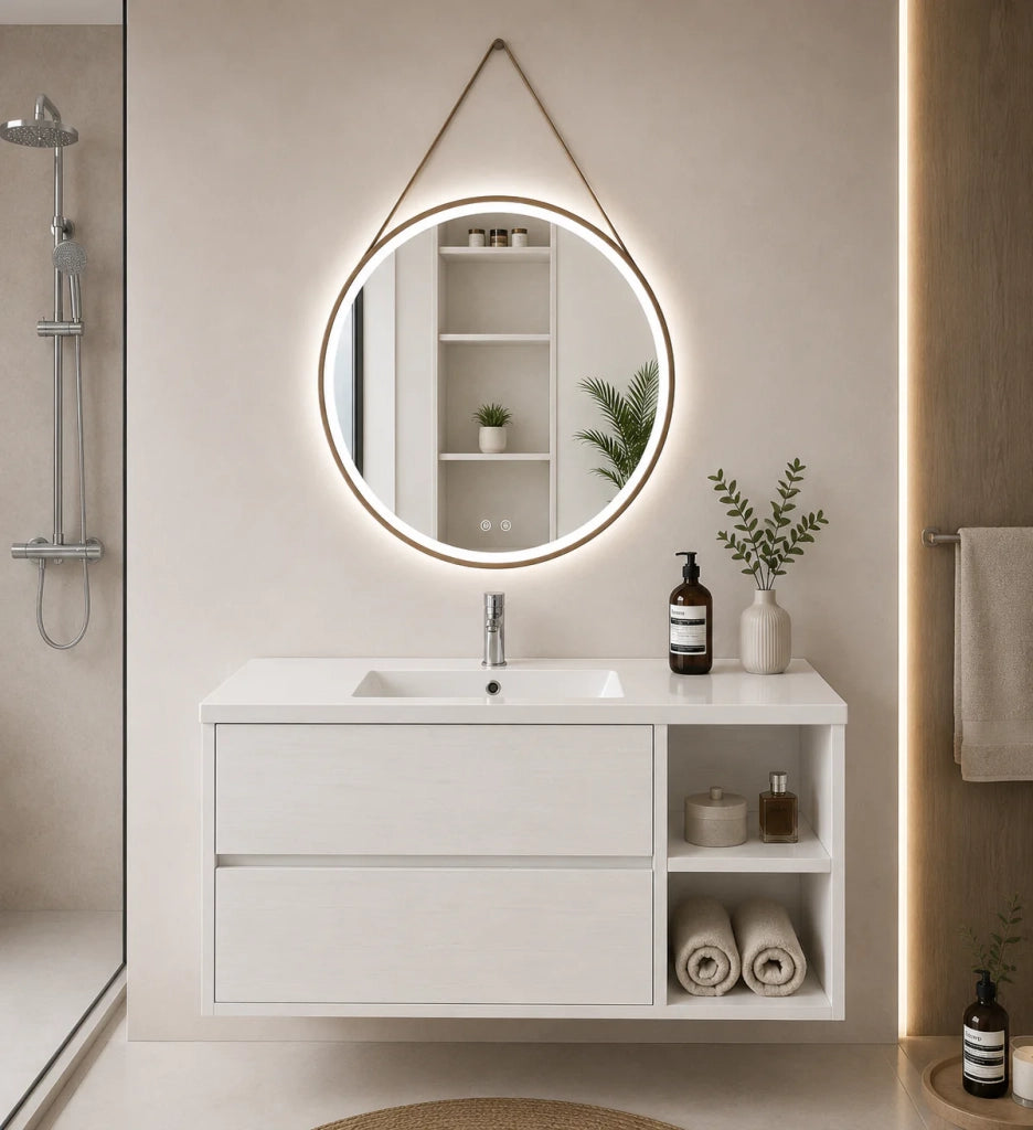 Mobile bagno con lavabo ORIGENBATH ZEUS senza specchio 70x45 cm Destra bianco nordico