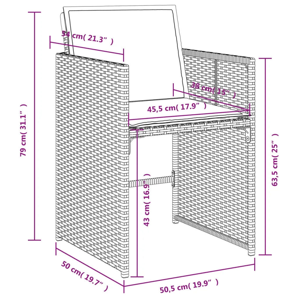 Set da Pranzo da Giardino 13pz con Cuscini Marrone Polyrattan 3277892