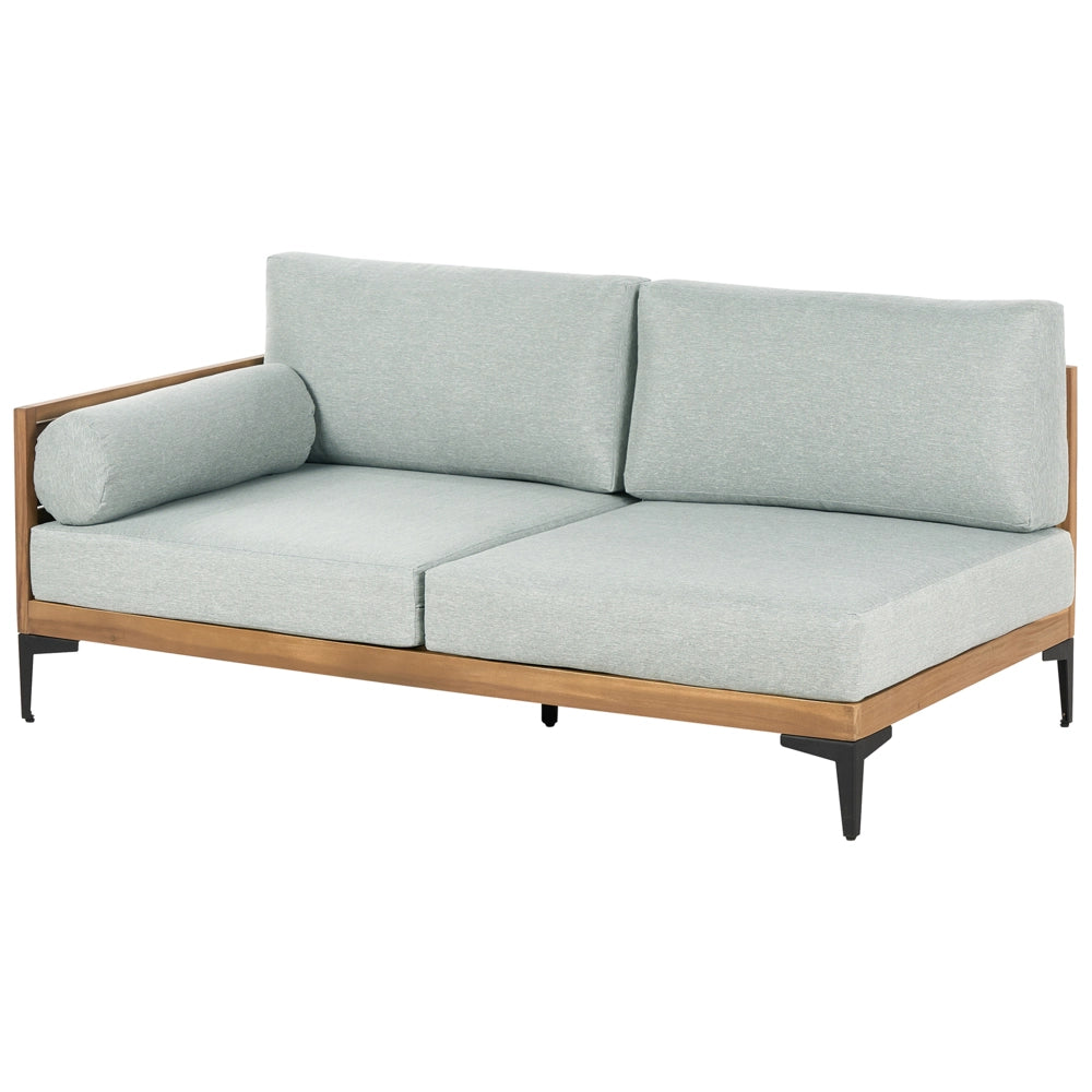 Divano angolare da giardino a 4 posti in legno d'acacia grigio con cuscini per esterni stile elegante